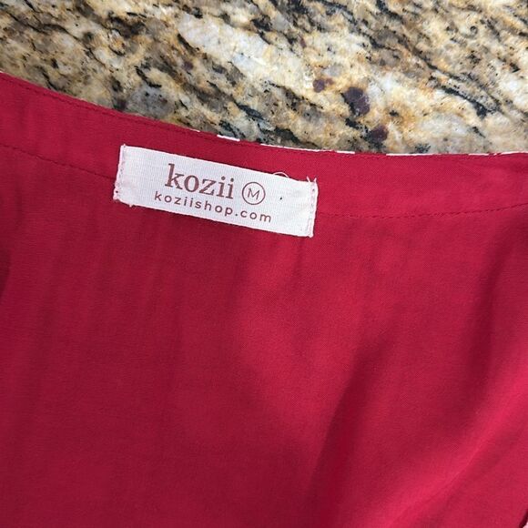 Kozii Red Modal V-Neck Short Sleeve Tunic Size M - Picture 3 of 7
